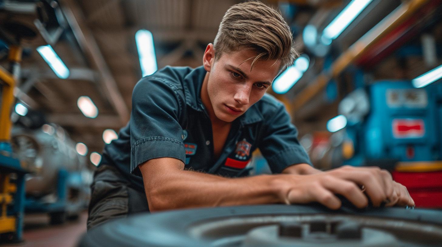 A technician inspecting the BELT LOADER PARTS for maintenance works